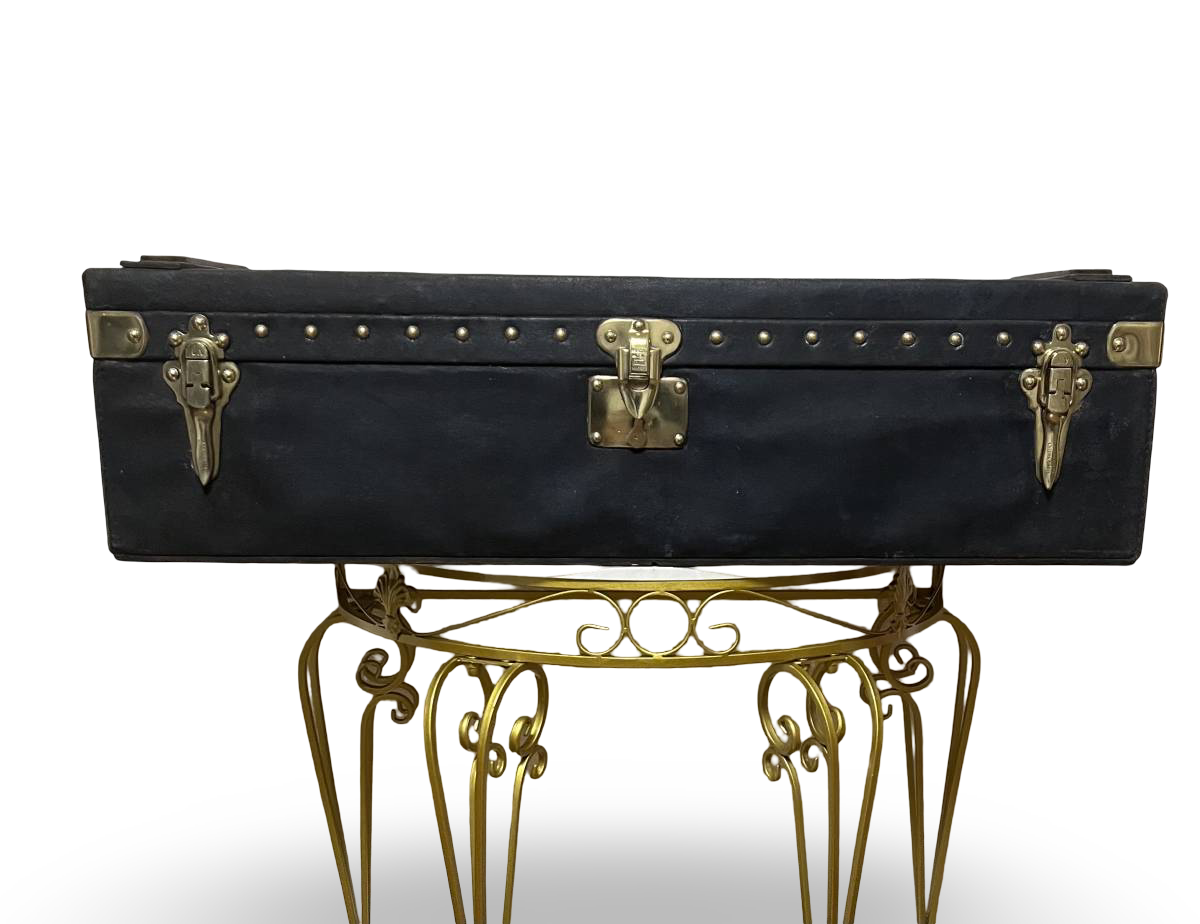 1910s Louis Vuitton Antique Motor Trunk · Black Canvas Brass Hardware · Early Automotive Bespoke Luggage · Museum-Grade Collector Artifact