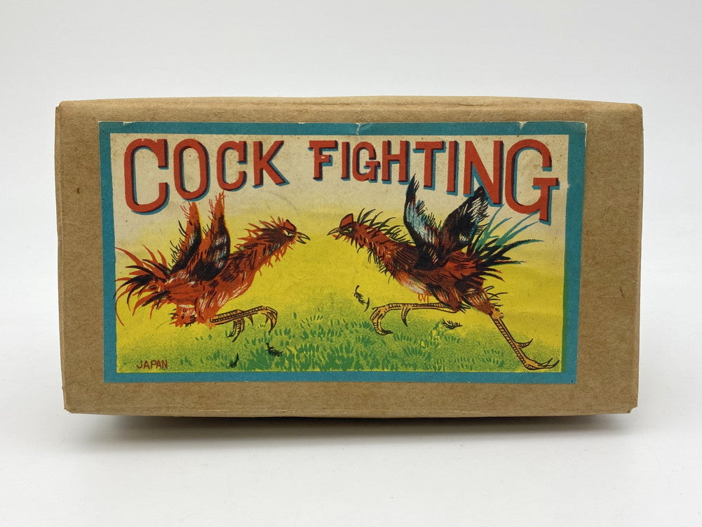 1950s Japanese Tin Cock Fighting Mechanical Toy with Original Box