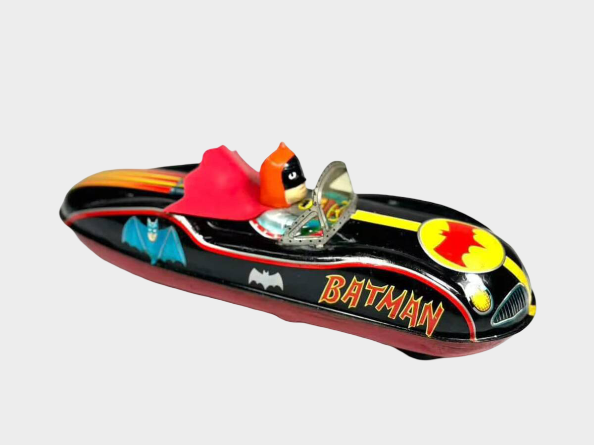 1960s Batman Tin Friction Car – Japanese Showa Era Batmobile with Cape | Rare Vintage Toy