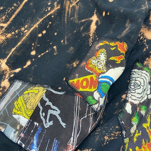 Bespoke Hypebeast Japanese Vintage Handmade Custom One and Only One Cote Mer Upcycle Sustainable Street Fashion Rock Band Tee T Shirt Boro Patchwork Paint Remake Hoodie Parka Jacket ( Size : XL )