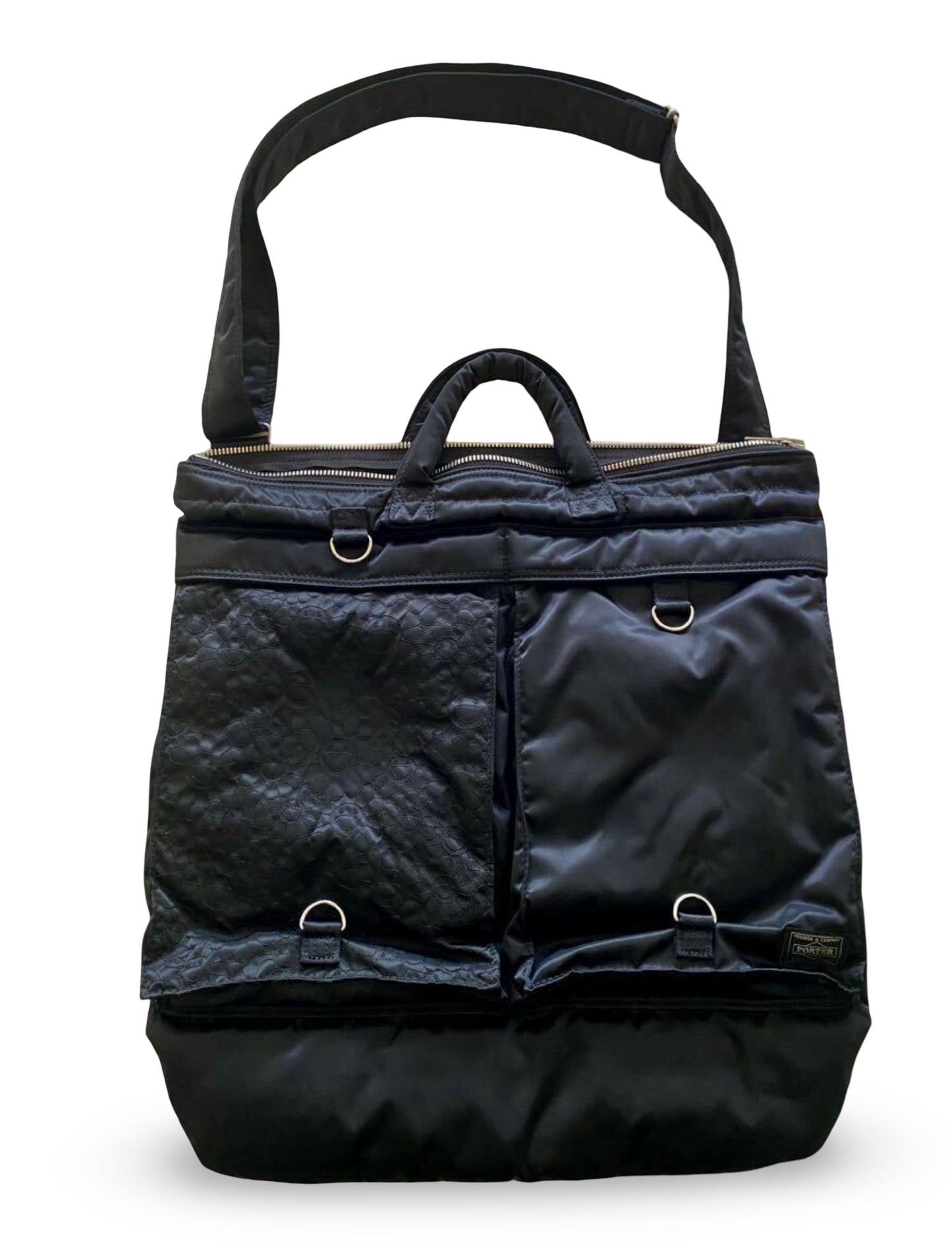 Takashi Murakami × PORTER Black Plush Flower Helmet Bag | Limited Japan Release | Collector Art Tote