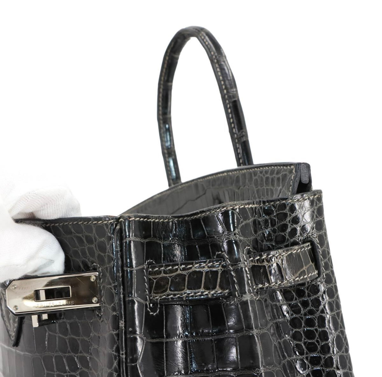 Hermès Birkin 30 Crocodile Porosus Graphite Silver Hardware J Stamp Exotic Luxury Handbag Rare Collector Grade