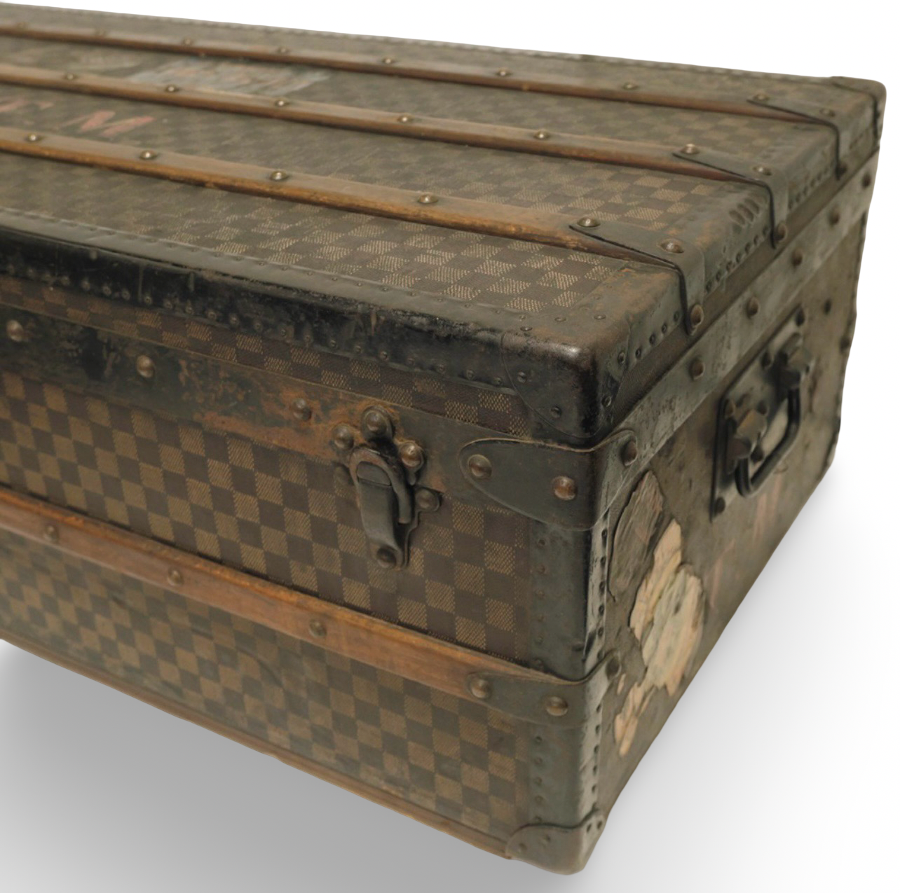 Louis Vuitton 1888–1900 Antique Damier Malle Courrier Trunk | Rare Early LV Travel Chest | Original Hardware & Initials T.M.