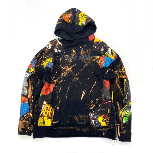Bespoke Hypebeast Japanese Vintage Handmade Custom One and Only One Cote Mer Upcycle Sustainable Street Fashion Rock Band Tee T Shirt Boro Patchwork Paint Remake Hoodie Parka Jacket ( Size : XL )