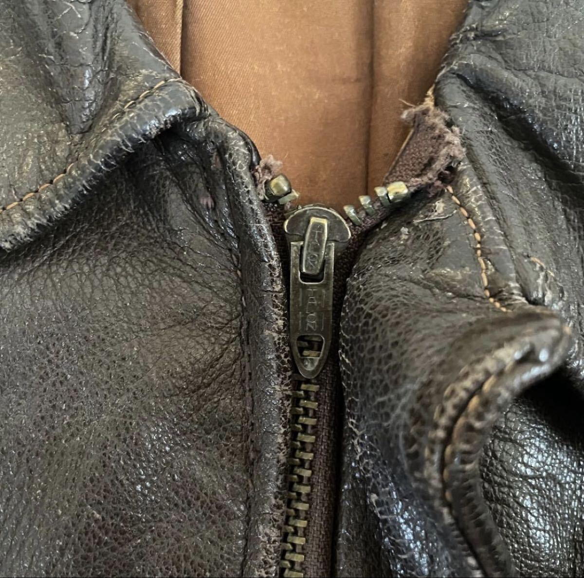 AN-J-3 Style WWII Flight Jacket Goat Skin Brown A-2 G-1 Hybrid Vintage Leather Jacket Military Aviation Rare