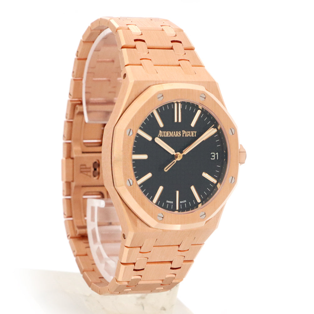 Audemars Piguet Royal Oak Selfwinding Ref. 15510OR.OO.1320OR.04 · 18K Pink Gold · Black Grande Tapisserie Dial · 41mm · Calibre 4302 · Full Gold Bracelet
