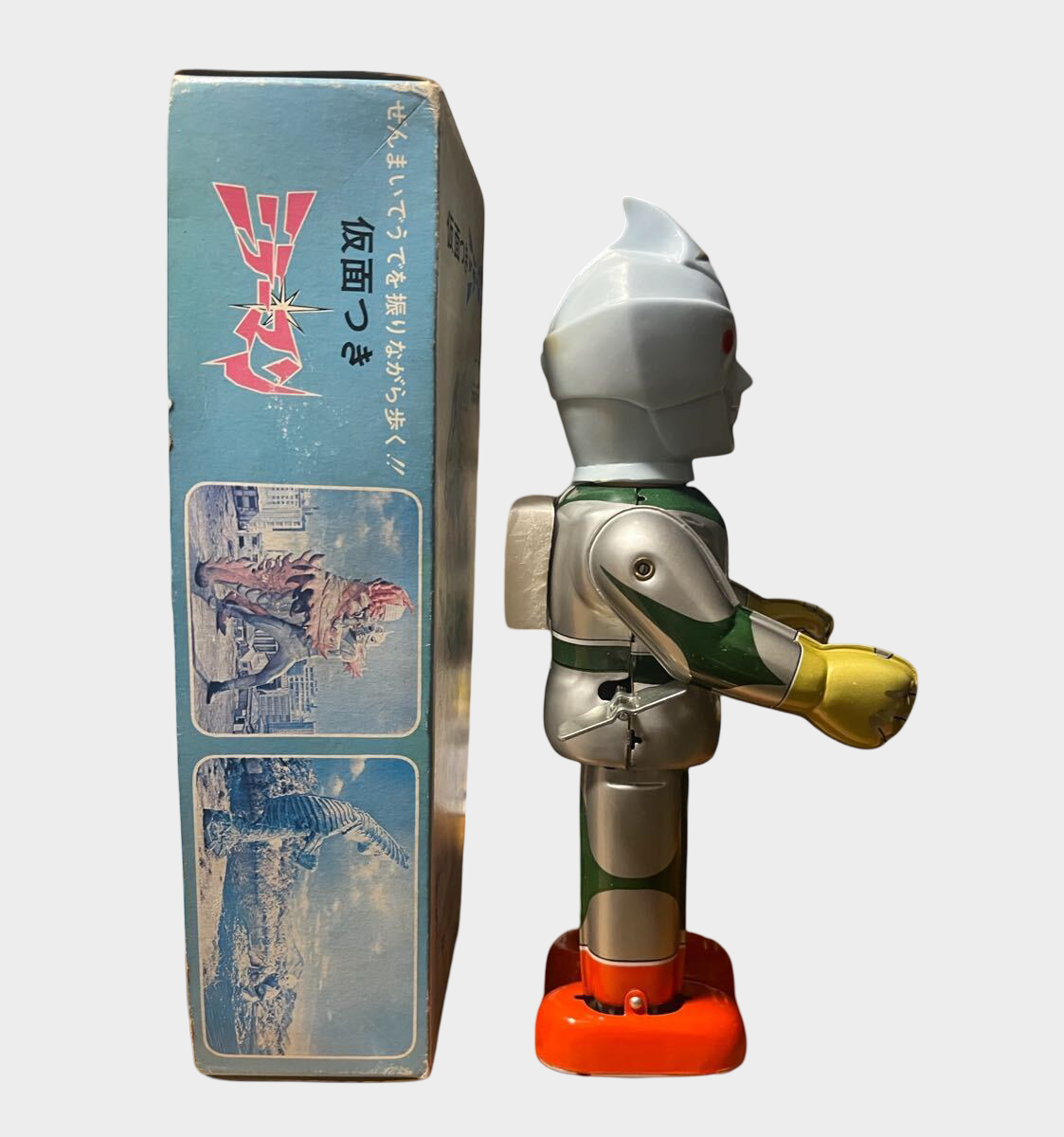 Bullmark Mirrorman Tin Toy Boxed Wind-Up Japanese Vintage Tokusatsu Figure Showa Era
