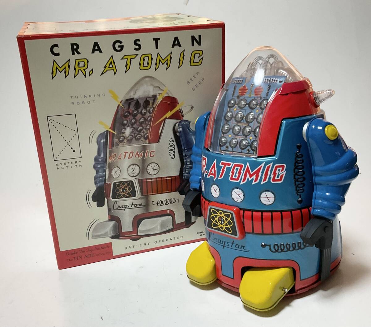 Cragstan Mr. Atomic Tin Robot Blue Variant Battery Action with Box and Papers Vintage Space Age (Copy)