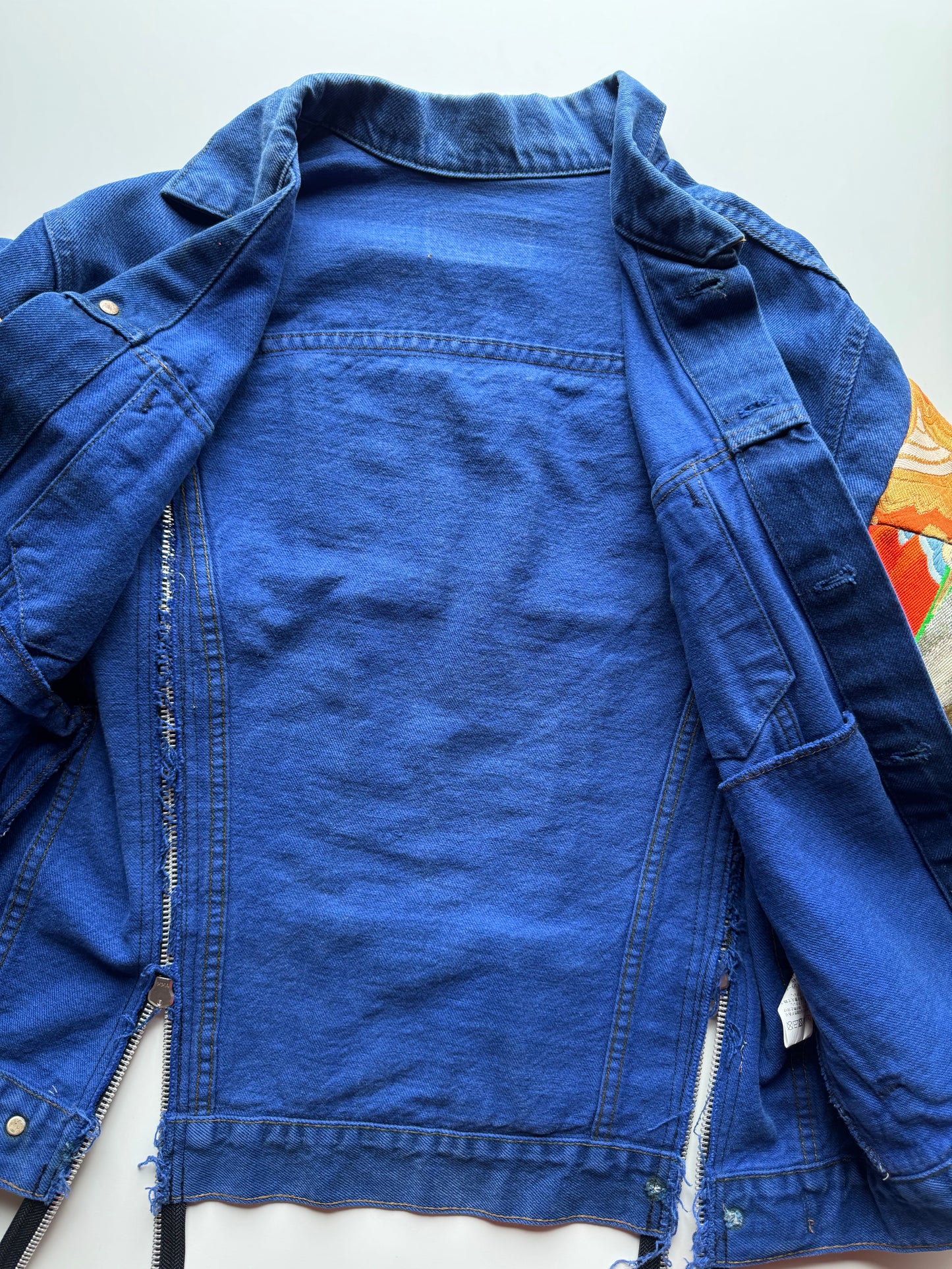 Broke City Gold COTÉ MER Kimono Obi Denim Jacket, One of One Japanese Patchwork Harajuku Streetwear Wagara Remake