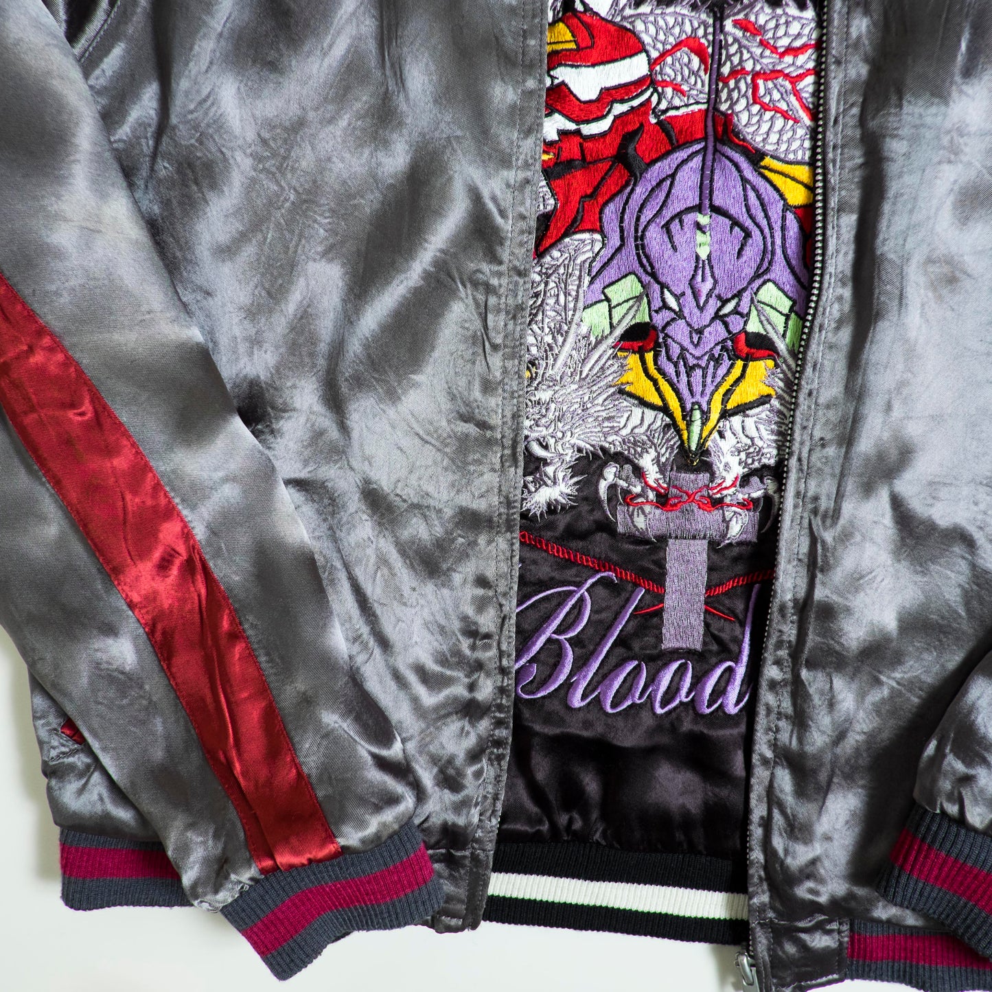 Neon Genesis Evangelion Reversible Sukajan Jacket EVA 00 01 02 NERV Dragon Embroidery Japanese Anime Y2K Bomber
