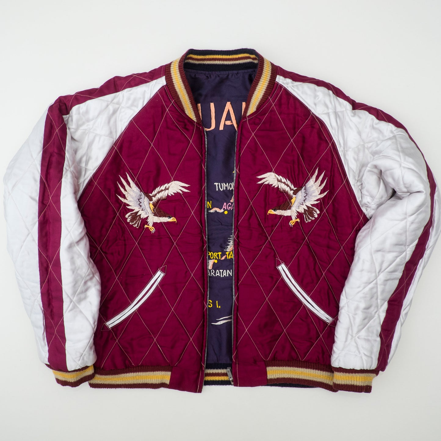 Vintage Rare 2009 Tailor Toyo GUAM Map Eagle Dragon Padded Reversible Sukajan Japanese Souvenir Jacket TT11782-128