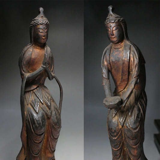 Edo Period Amida Triad Zushi Shrine | Kyōhō Era Wooden Gilt Buddhist Sculpture | 18th Century Japan