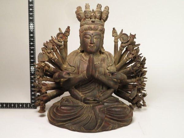 Edo Period Style Yosegi Wood Seated Senju Kannon — Large 63 cm Buddhist Statue