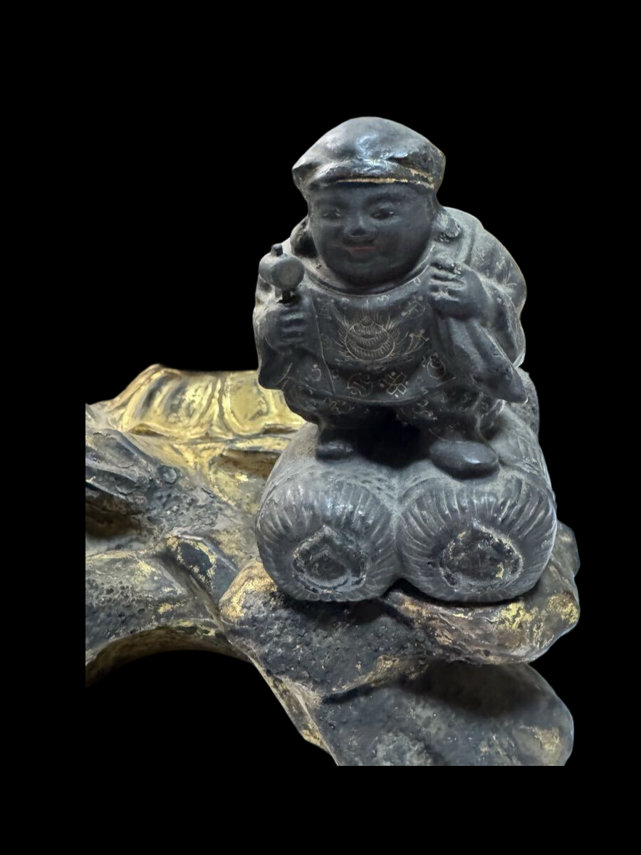 Edo Period Zushi Shrine – Benzaiten Daikokuten Bishamonten Triad | Antique Japanese Buddhist Sculpture