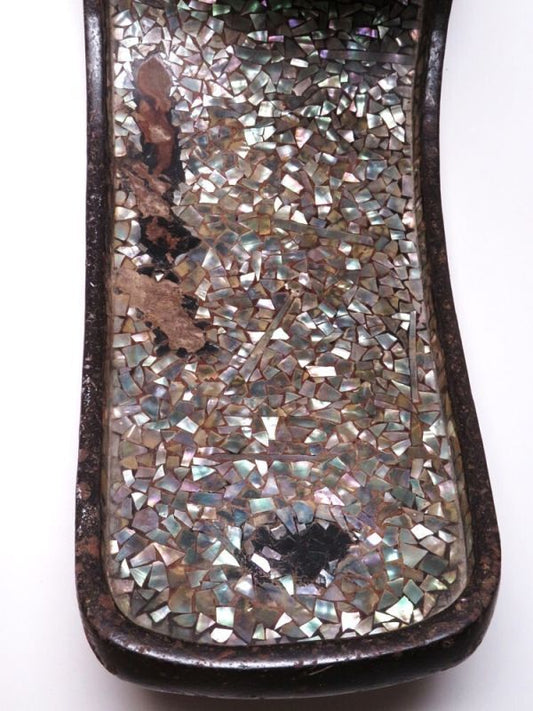 Edo Period Samurai Abumi Stirrup Pair | Gold & Silver Nunome-Zogan Inlay | Ceremonial Japanese Horse Gear