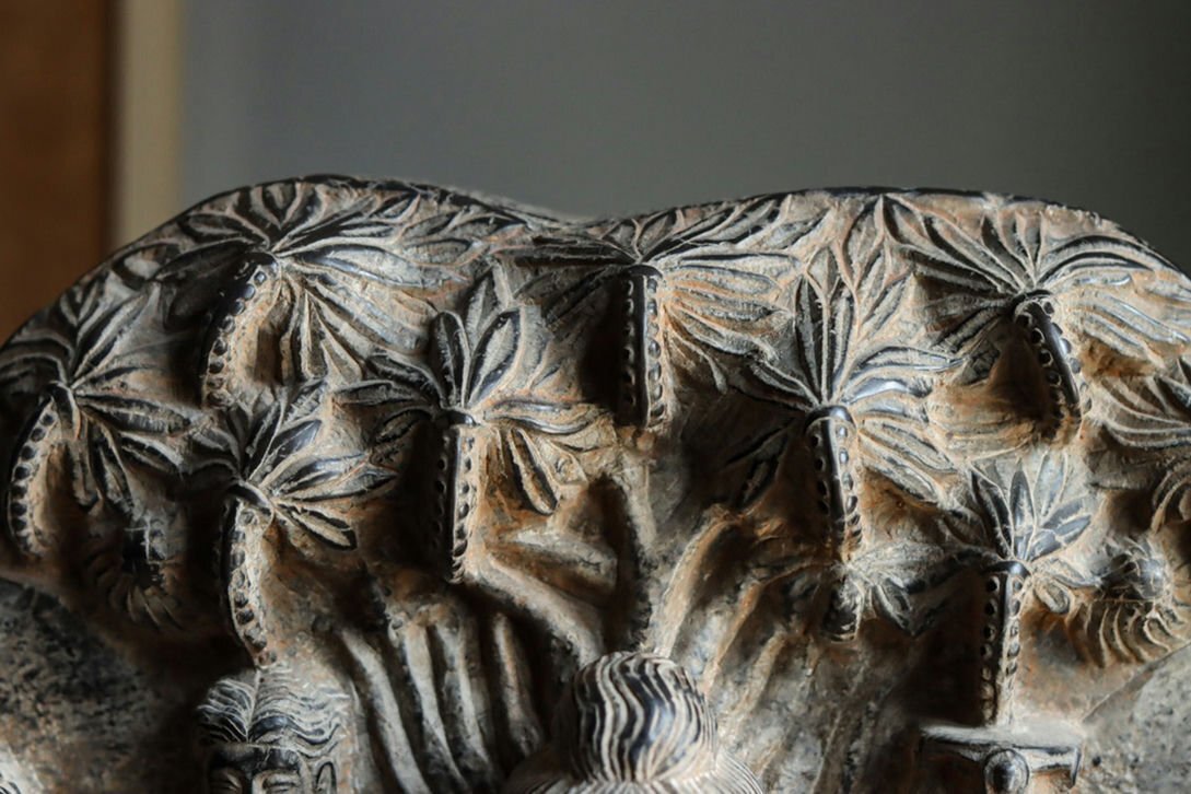 Gandhara Grey Schist Buddha Relief with Attendants, Kushan-Era Style Buddhist Stone Panel (Antique, 100+ Years)