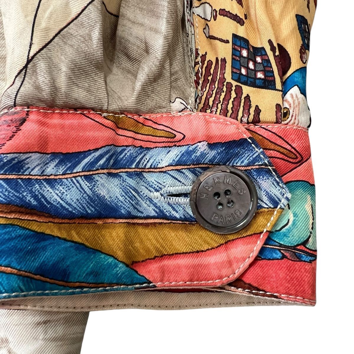 Hermès x Margiela 1990s Silk Christophe Colomb Découvre L’Amérique Jacket Size 36 France