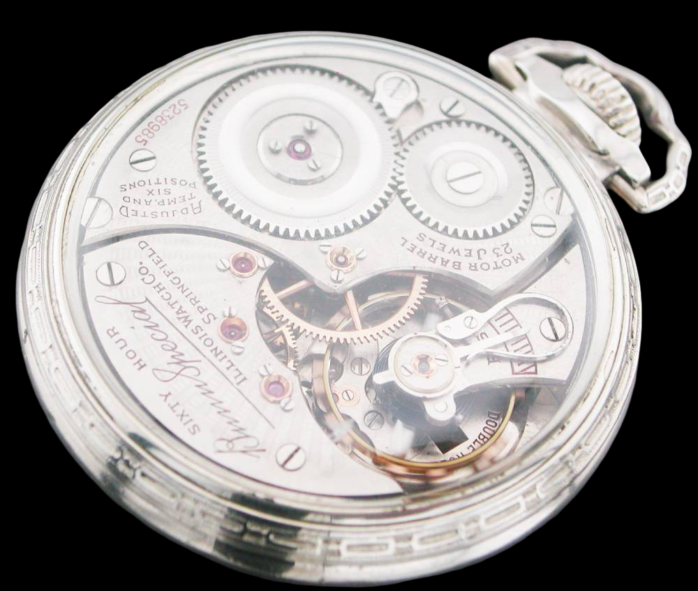 Illinois Bunn Special 23J 60-Hour Railroad Pocket Watch – 14KWGF Skeleton Case – Private Dial – Rare Antique Railroad Chronometer VA Grade