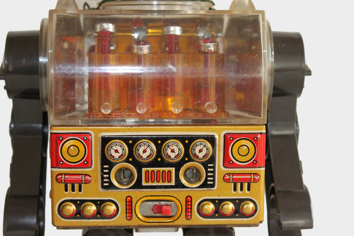 Horikawa Large Tin Robot Japan — 1970s Battery Piston-Style Space Robot Display Toy