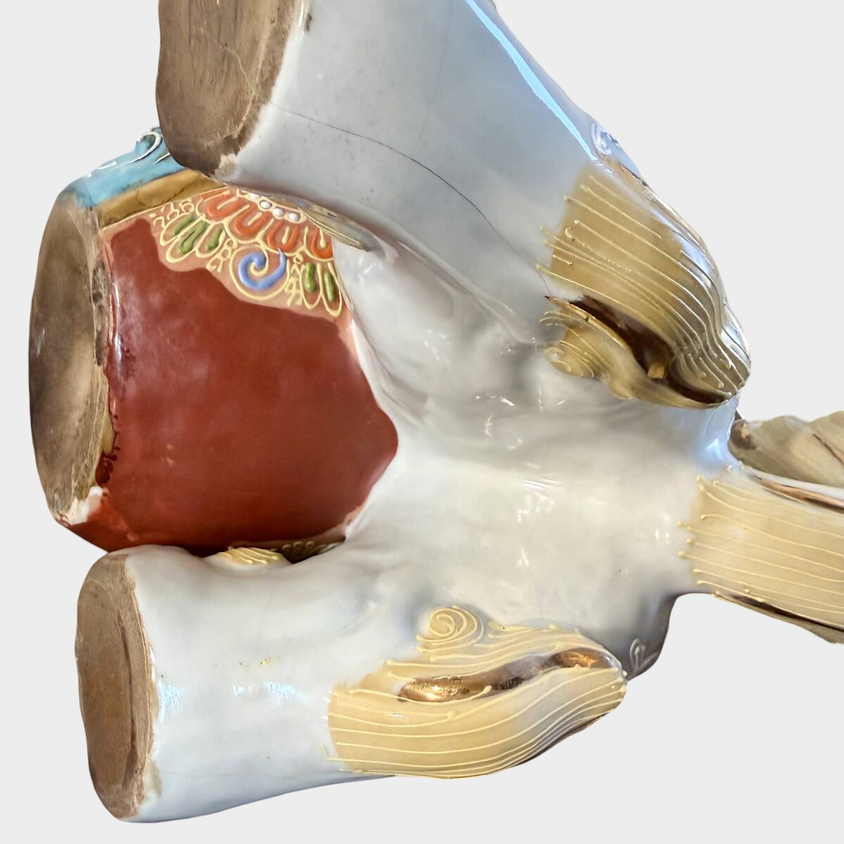 Kutani Shishi Guardian Lion Pair Large Japanese Polychrome Ceramic Foo Dogs Interior Decor