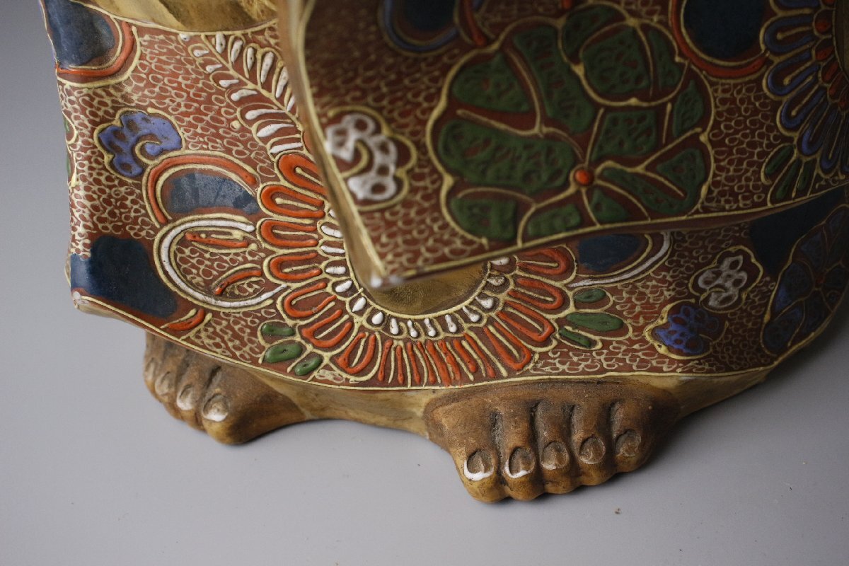 Kutani Ware Polychrome & Gilt Rakan Statue (Luohan) — Monumental 62 cm — Japanese Buddhist Sculpture