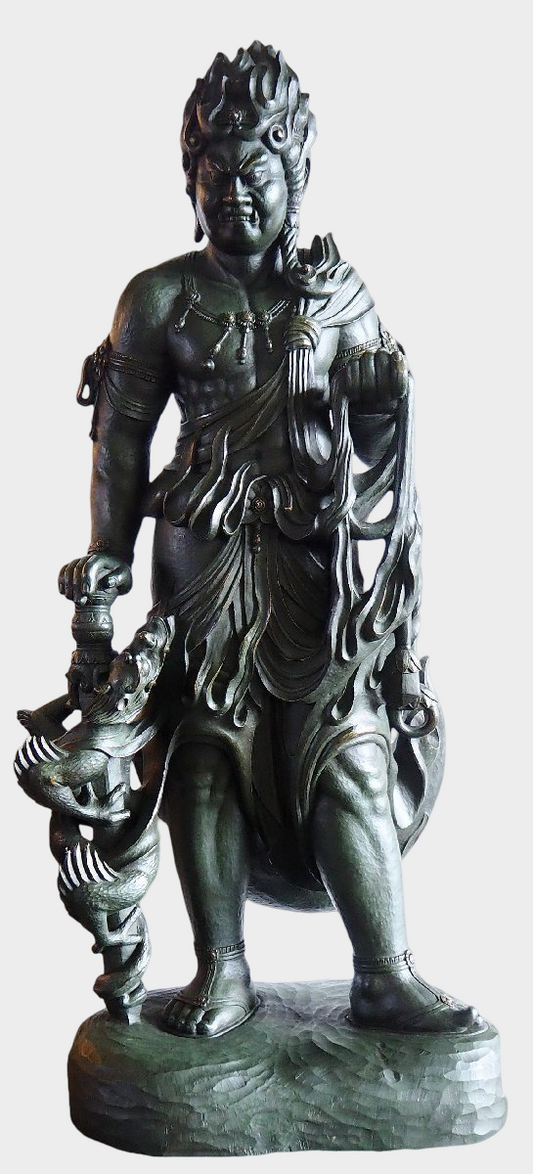 Monumental Standing Fudo Myo Bronze Guardian Statue by Matsuhisa Sohrin | Temple-Scale Japanese Buddhist Sculpture