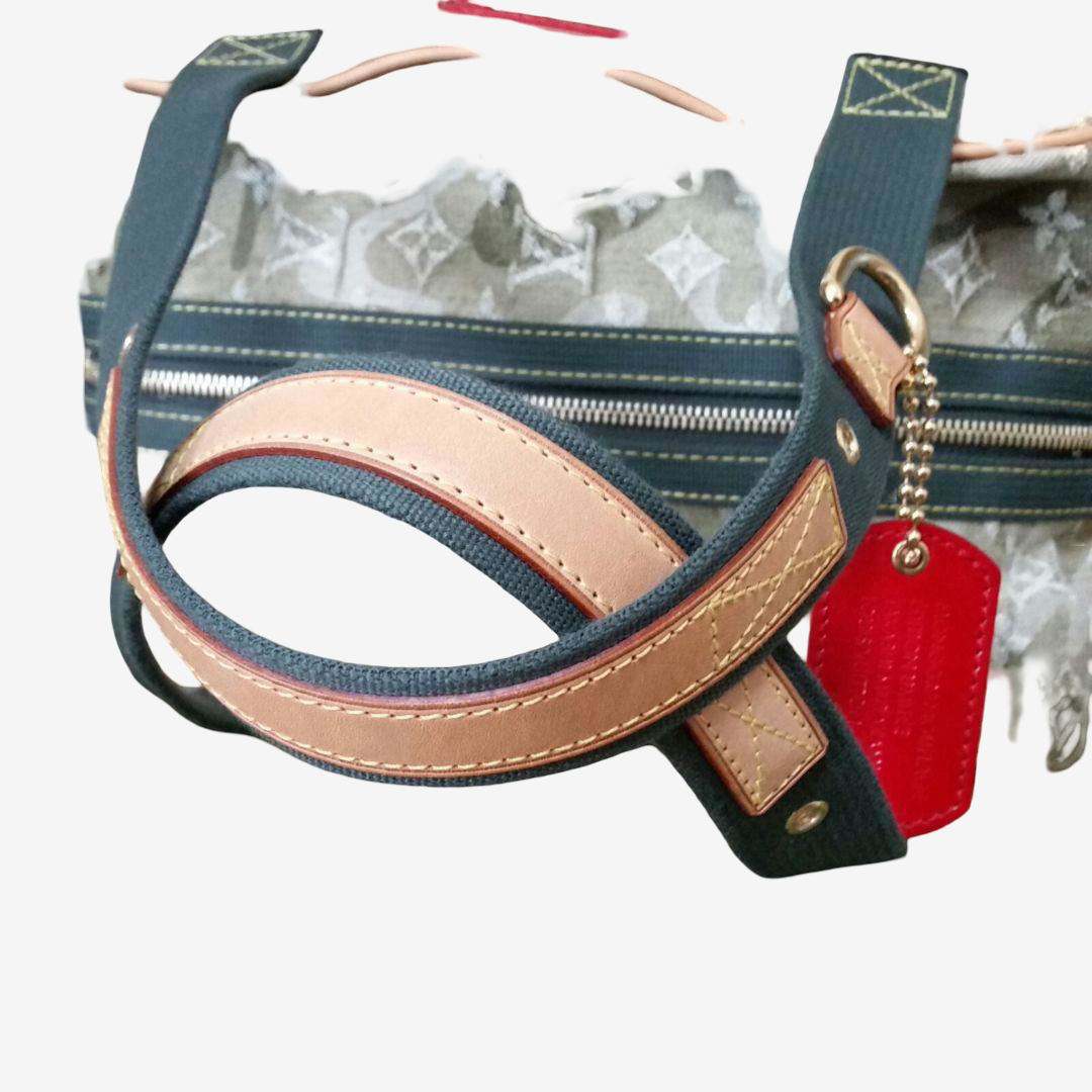 Louis Vuitton Murakami Camouflage Monogram Mini Boston Tote Rare Archive Utility Bag Khaki Denim Style