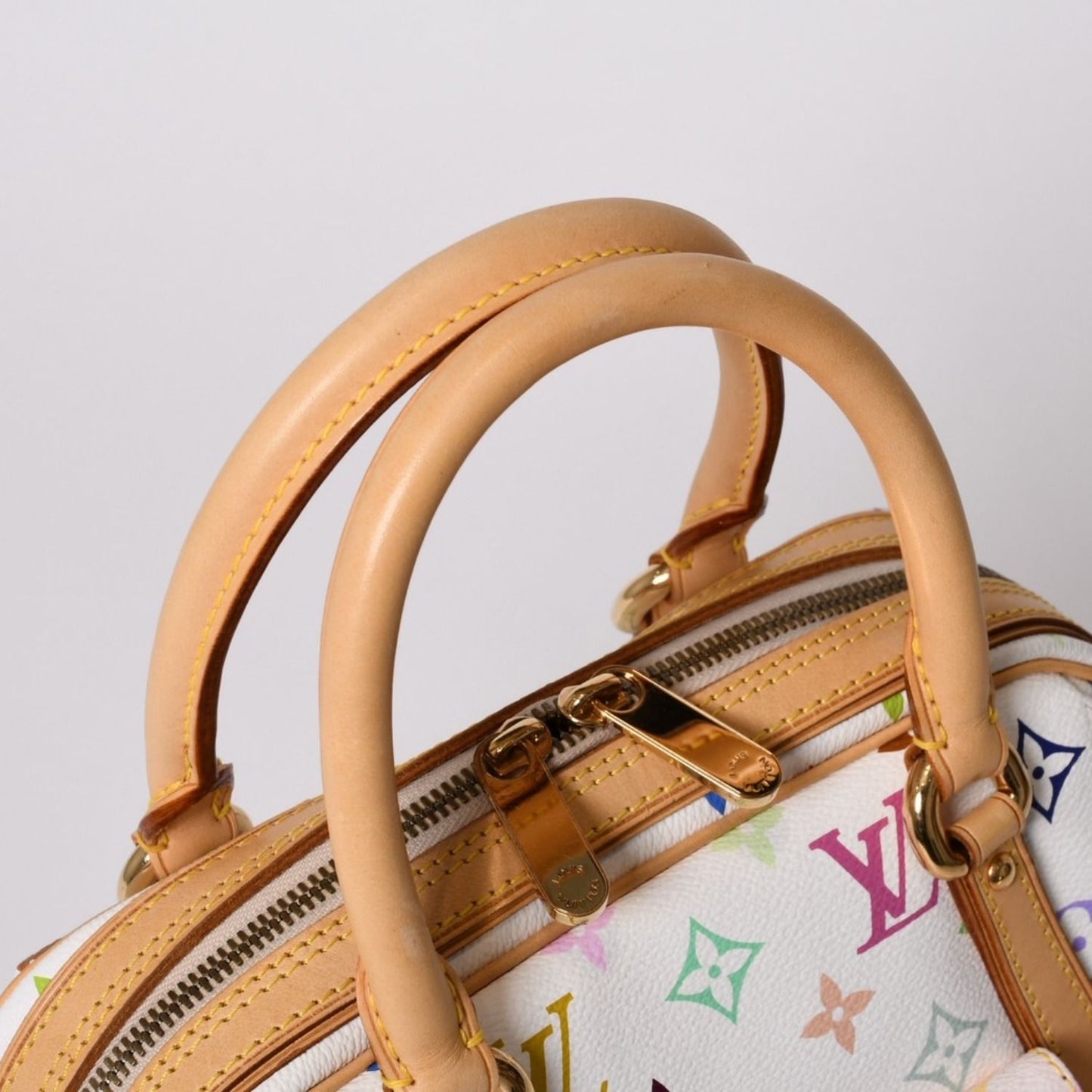 Louis Vuitton Murakami Priscilla Multicolor White M40096 Rare Monogram Handbag Takashi Murakami LV