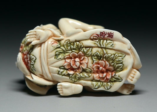 Mammoth Ivory Shunga Miniature Sculpture — Japanese Erotic Art, Collector Grade