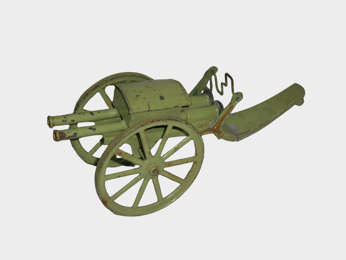 Pre-War Japanese Tin Artillery Cannon Twin Axle Spring Toy Army