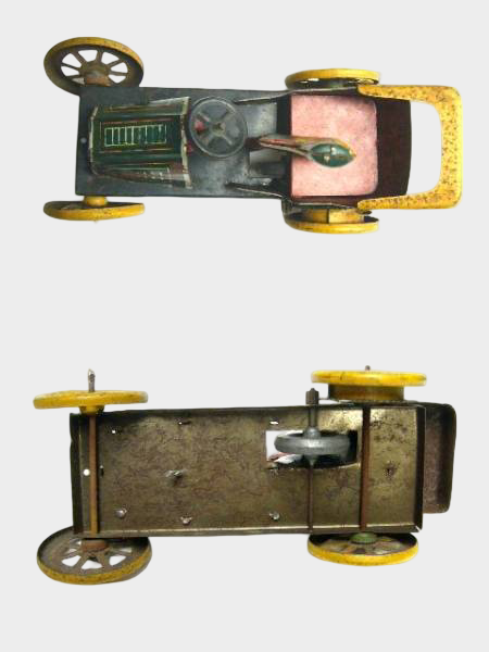 Pre-War Japanese Tin Open Car Friction Toy with Driver Early Showa Automobile