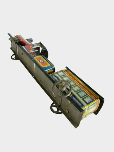 Prewar Japanese Tin Friction Locomotive Train with Carriage Set