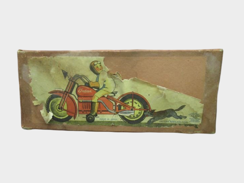 Prewar Japanese Tin Swing Diorama Toy with Scenic Backdrop Meiji Taisho Era