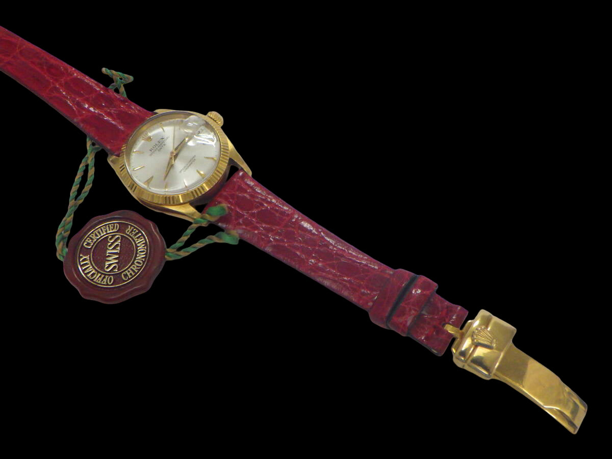 ROLEX Oyster Perpetual Date Ref. 6627 – 18K Yellow Gold Mid-1950s Automatic · Rare Boys-Size Vintage Ace Grade