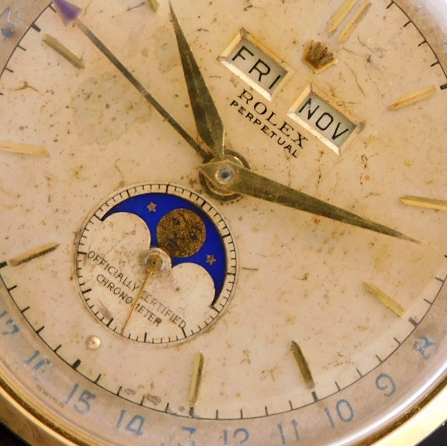 Rolex Padellone Ref.8171 18K Yellow Gold Triple Calendar Moonphase Cal.A295 Vintage 1950s 38mm