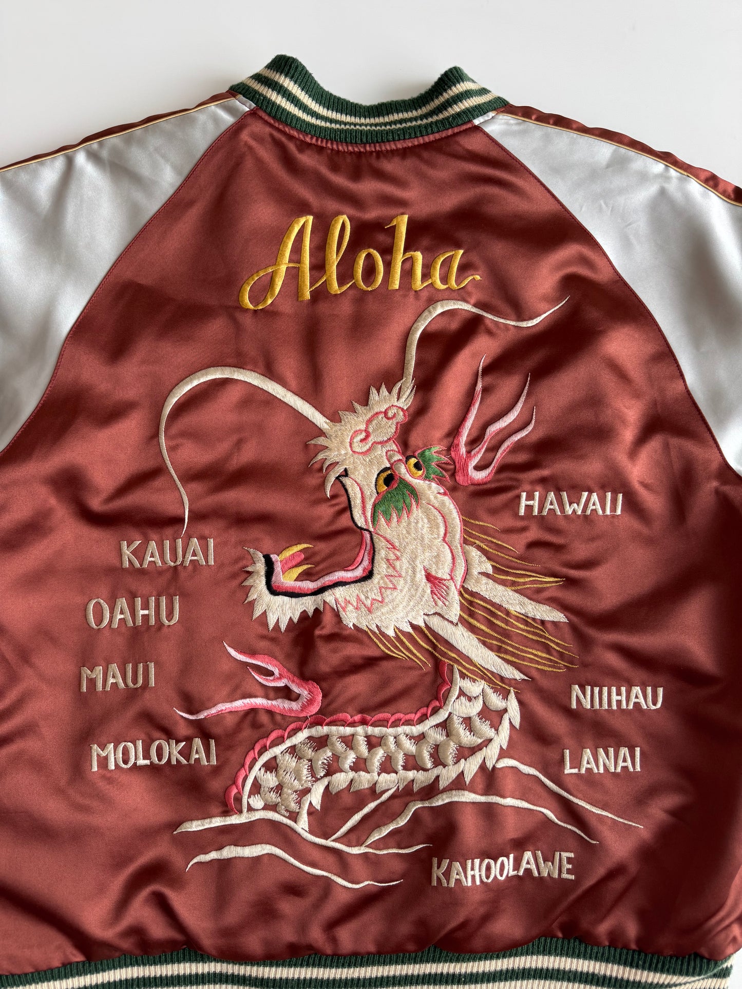 Vintage Tailor Toyo Enterprise Reversible Hawaii Sukajan Jacket Dragon Hawaii Hula Girl Aloha Embroidered Japanese Souvenir Bomber Size M
