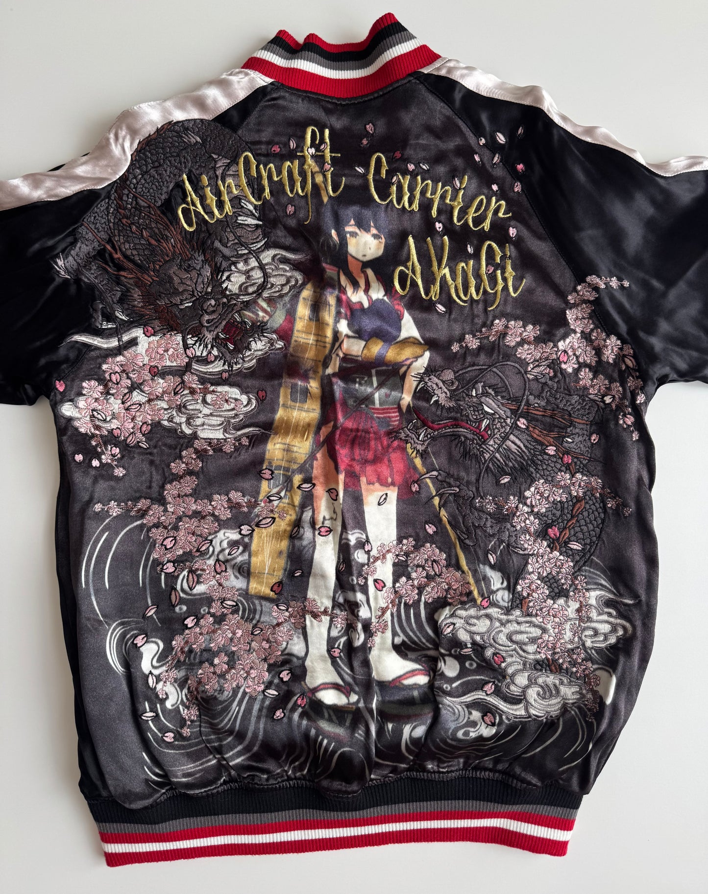 2015 Kantai Collection Akagi Sukajan Jacket Large Reversible Anime Dragon Sakura Embroidered KanColle Bomber Deadstock