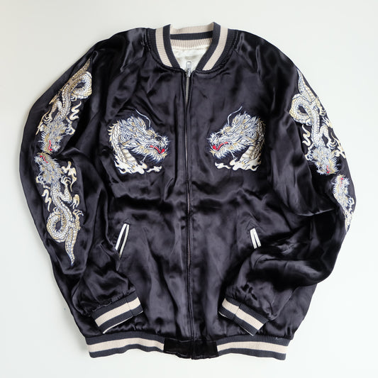 Rare CROWS x WORST Regulus Bōya Harumichi Reversible Sukajan Jacket | Japan Tokyo Dragon Black Satin Manga Bomber