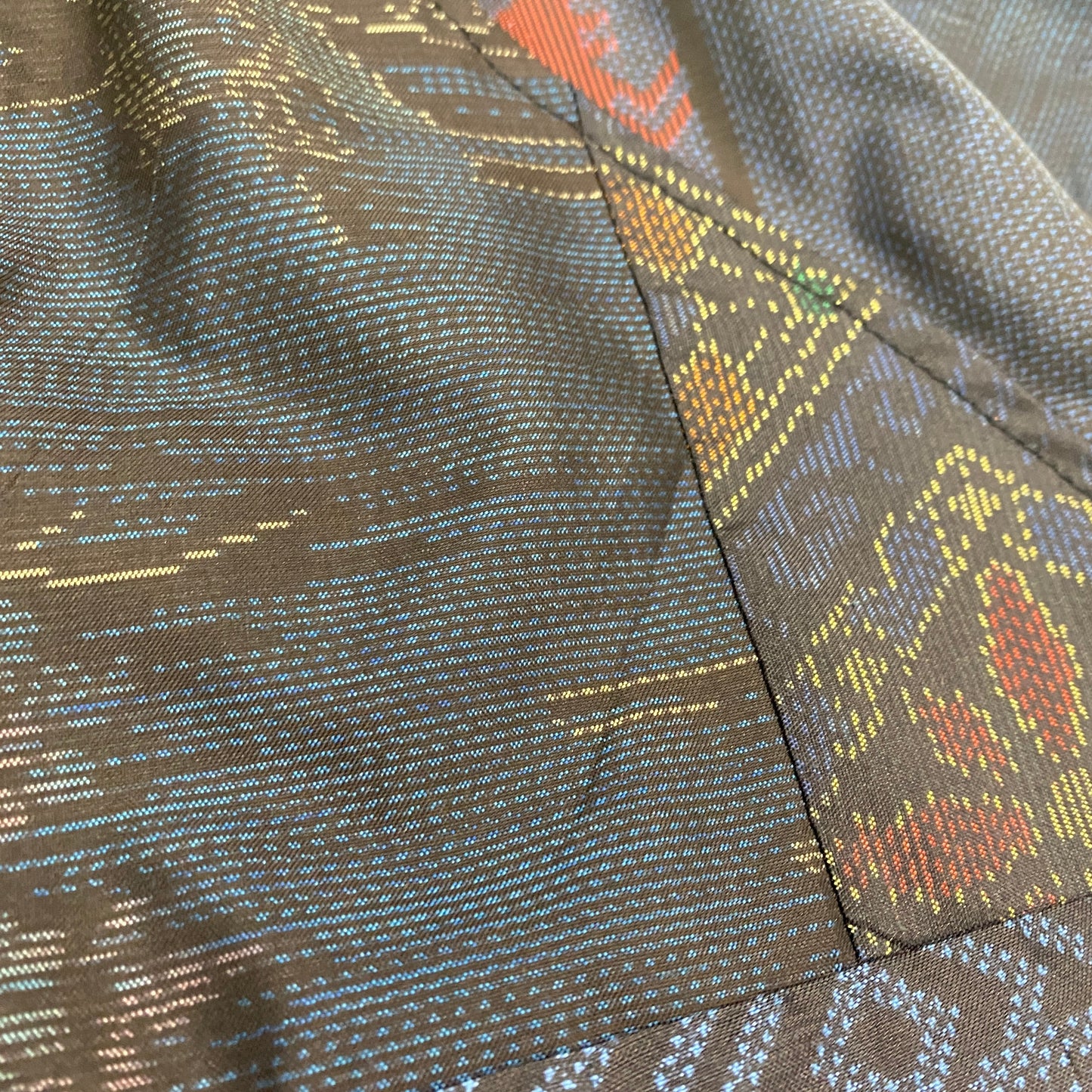 Bespoke Shibui Japanese Vintage Style Handmade Wagara Kimono Remake Custom COTE MER Upcycle Sustainable Street Fashion Obi Boro Design Inspired Paisley BASEBALL Tops Shirt ( Size : XL )