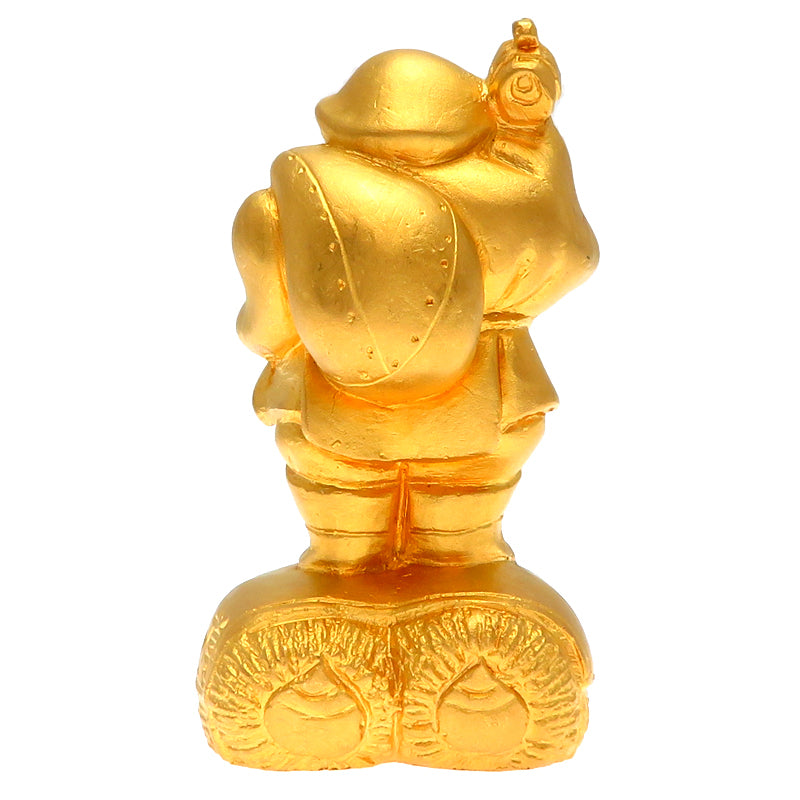 Solid Japan Gold Daikokuten Fortune Deity — Japanese Prosperity Sculpture — High-Weight Collectible Gold Figure