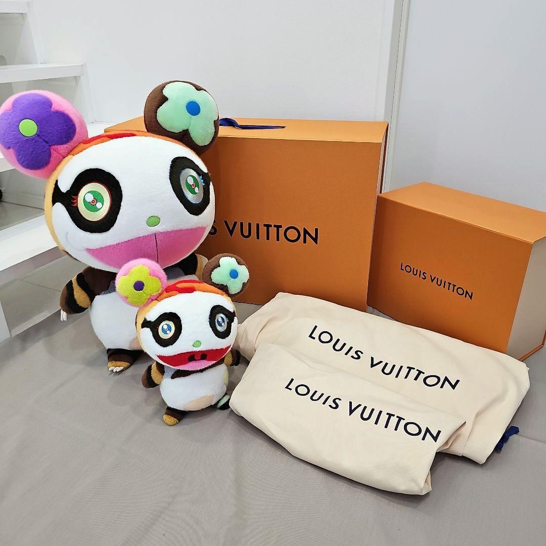 Rare 2-Piece Louis Vuitton x Takashi Murakami Panda Plush GI1417 Superflat Art Toy Kaikai Kiki Character Collectible Figure Doll Toys Japan
