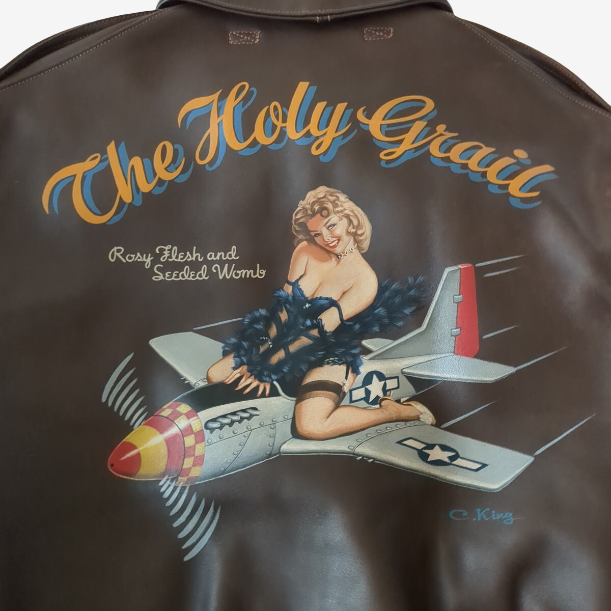The Real McCoy’s A-2 Rough Wear Horsehide Flight Jacket “The Holy Grail” Custom King Kusano Red Silk 36