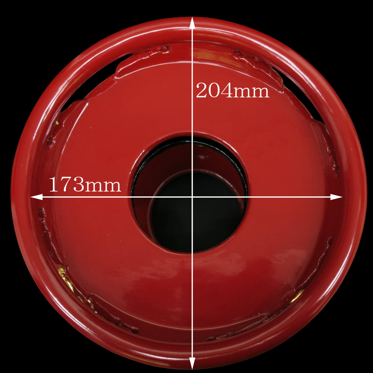 Vermilion Lacquer Keisu dai / Rin dai (6 Sun) — Round Buddhist Offering Stand with Gold Accents — Unused