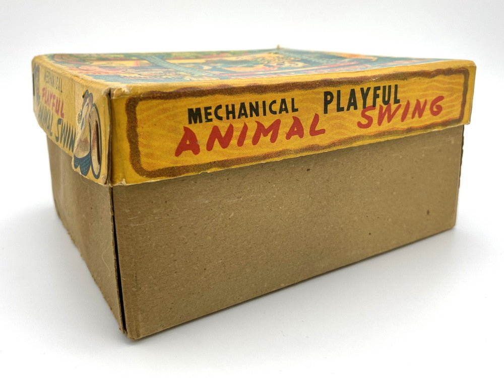 Vintage 1950s Japanese Tin Playful Animal Swing Mechanical Toy Boxed