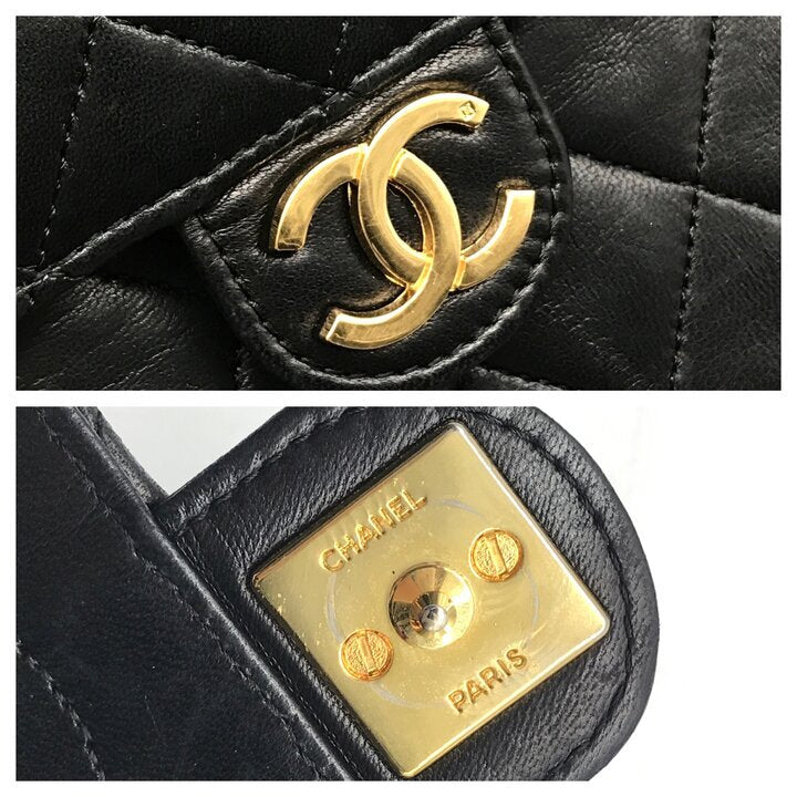 Vintage Chanel Matelasse 22 Black Lambskin Single Flap Chain Shoulder Bag