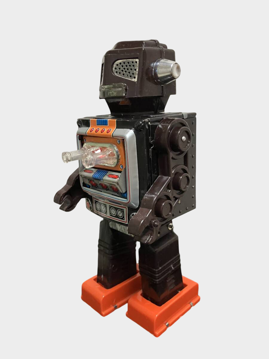 Vintage Horikawa MR ZEROX Battery-Operated Tin Space Robot with Box — 1950s Japan Space-Age Toy