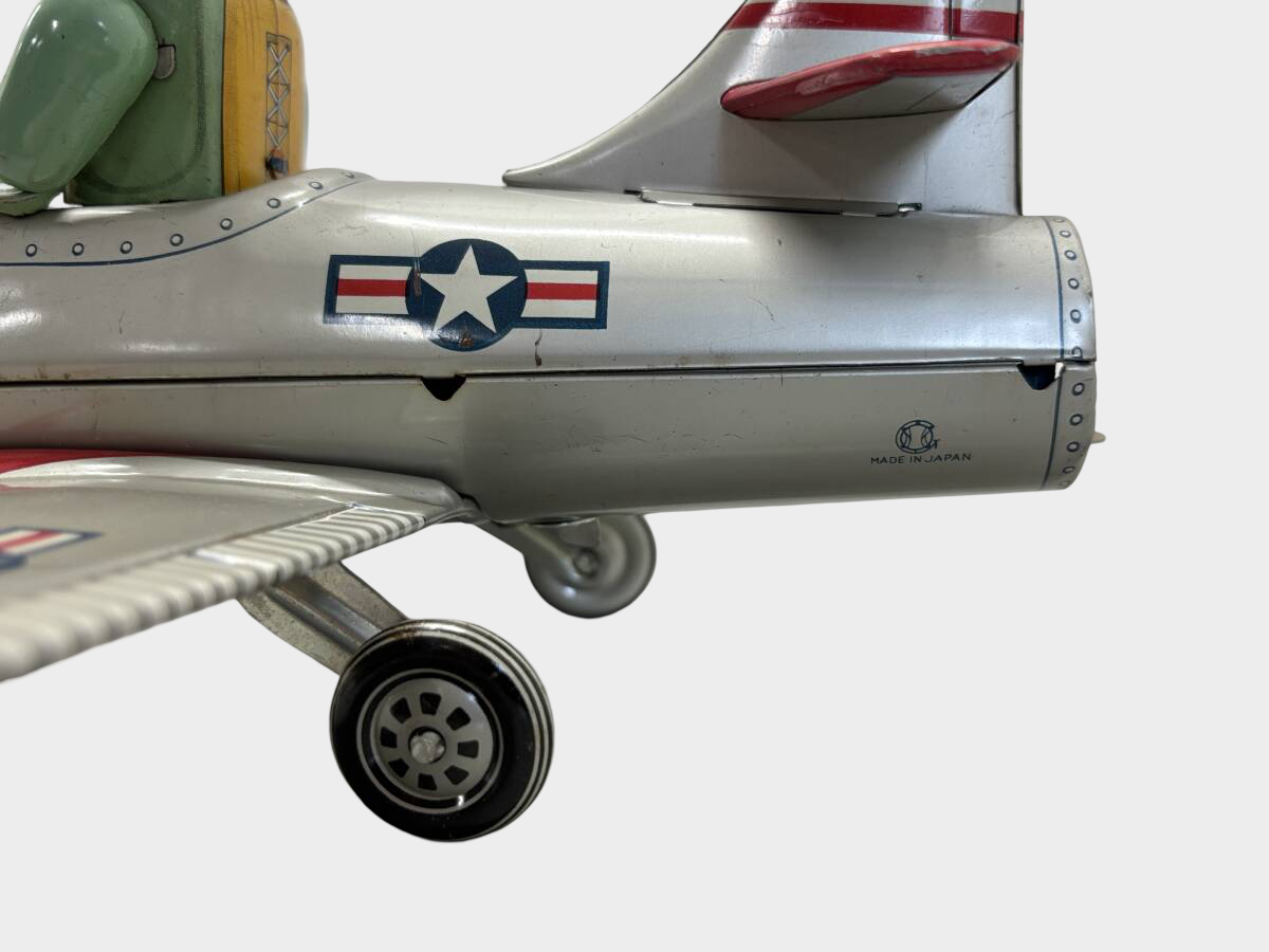 T.N. Nomura U.S.A.F. X-27 Jet Tin Airplane with Pilot — Showa Japanese Aviation Toy
