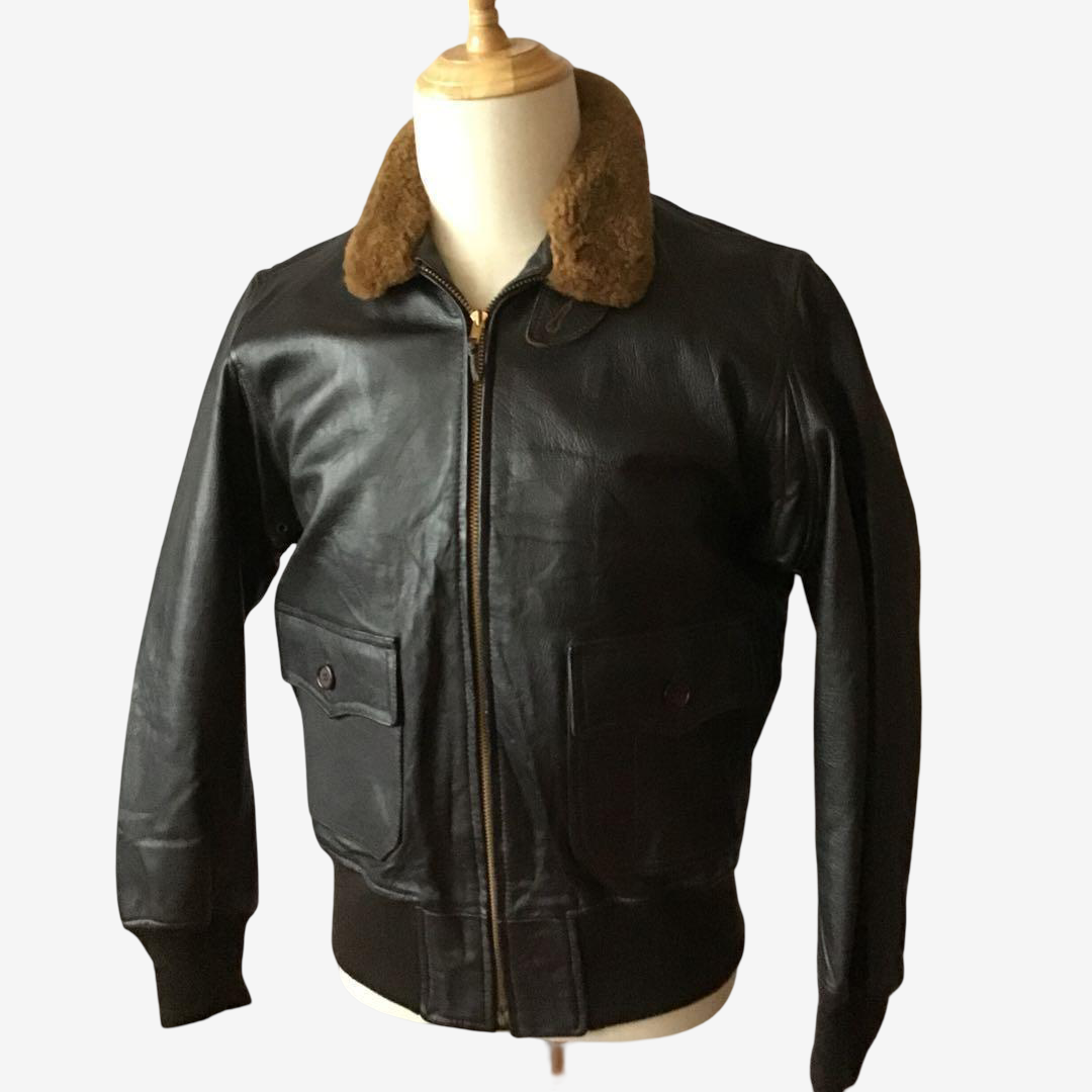 Vintage USN G-1 Flight Jacket Cassie Come Home Back Painted Naval Leather Jacket Bar TALON Size 38