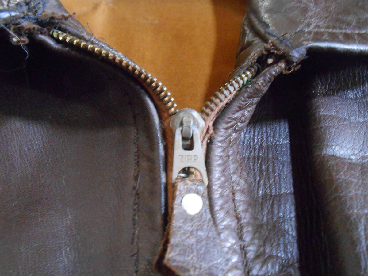 WW2 WWII German Luftwaffe Attributed Leather Flight Jacket Private Purchase Brown Zip Front Aviation Jacket Rare