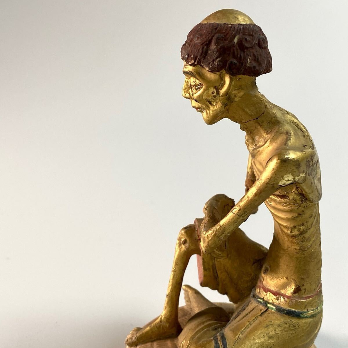 Walking Shaka Nyorai Mini Zushi Shrine (12 cm Figure) | Gilt Polychrome Buddhist Icon | Edo–Meiji Era Domestic Devotion